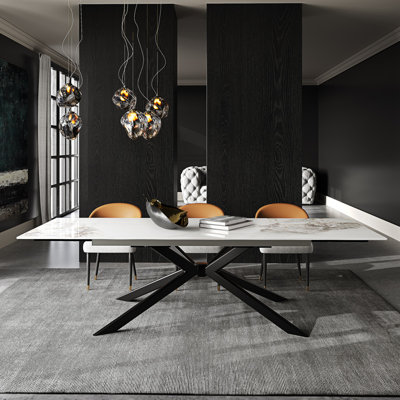 Cerinle 78.74'' to 110.24'' Extendable Rectangular Sintered Stone Dining Table for 8-10