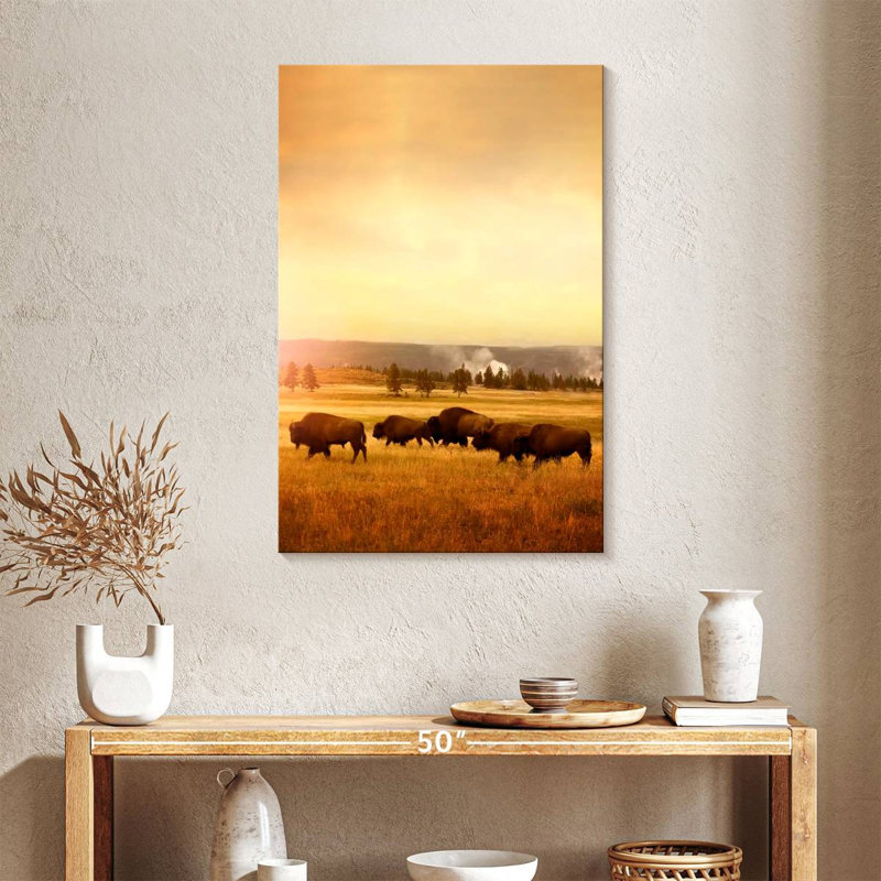 Roaming Bison Herd, 36" H x 24" W