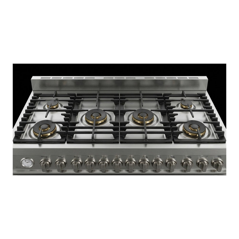 Ultima Collection 48 Inch Gas Range with 6 Brass Sealed Burners, Griddle, 5.8 cu.ft. Oven Capacity in Stainless Steel