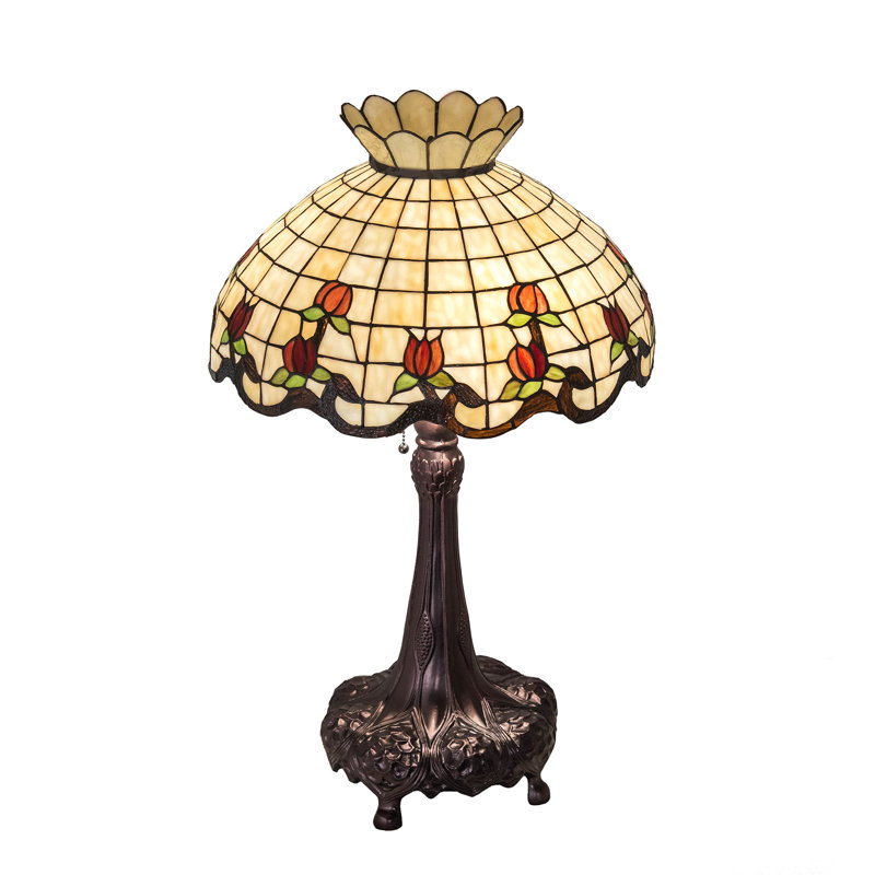 Meyda Tiffany & Stained Glass Table Lamp, 32" H x 20" W x 20" D, Beige/Red/Green