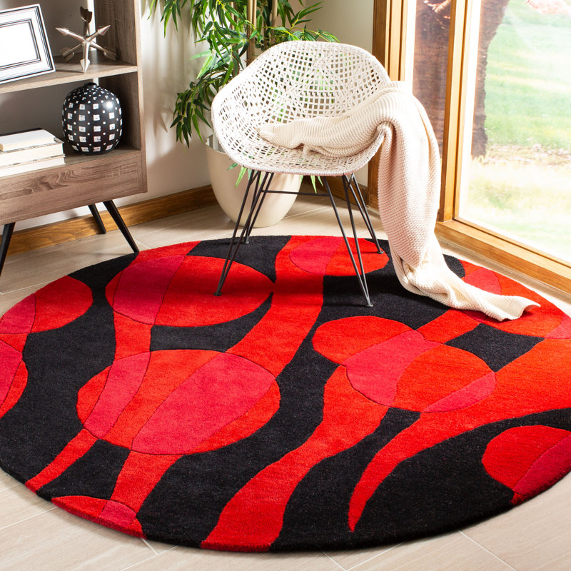 Amier Hand-Tufted Wool Ivory Area Rug, Round 6'