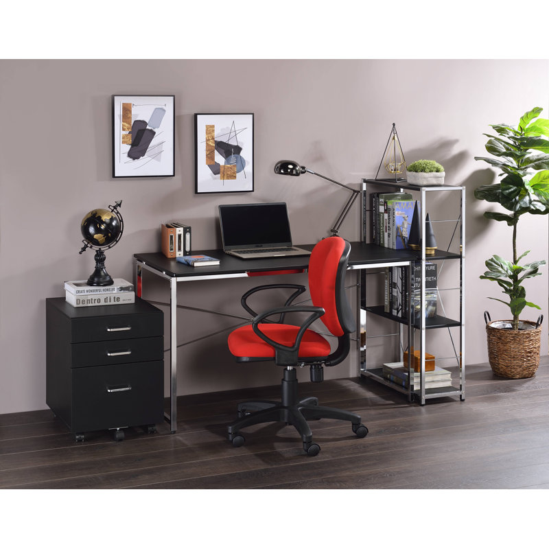 Bowden Contemporary 3-Drawer Rectangular File Cabinet with Wheels, Black