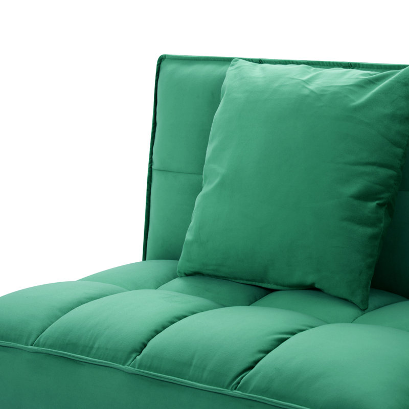 Futon Convertible Sofa Bed with Metal Legs, Green Velvet