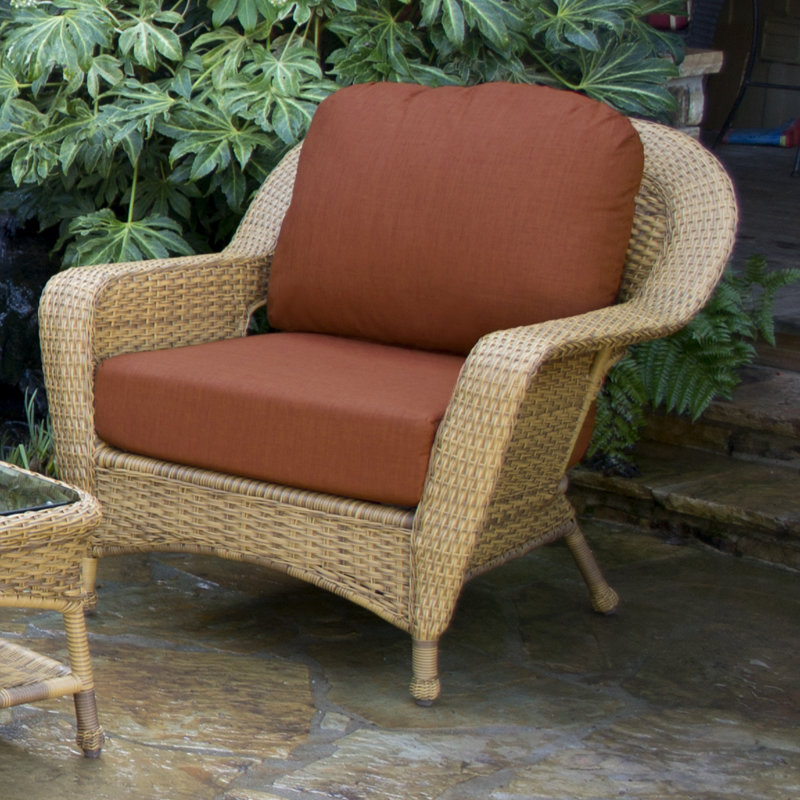 Sea Pines Premium All-Weather Wicker Outdoor Lounge Chair, Sunbrella Canvas Canvas, Mojave