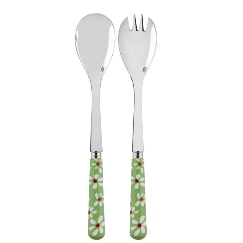 Sabre Paris - Salad Cutlery Set Daisy, Garden Green
