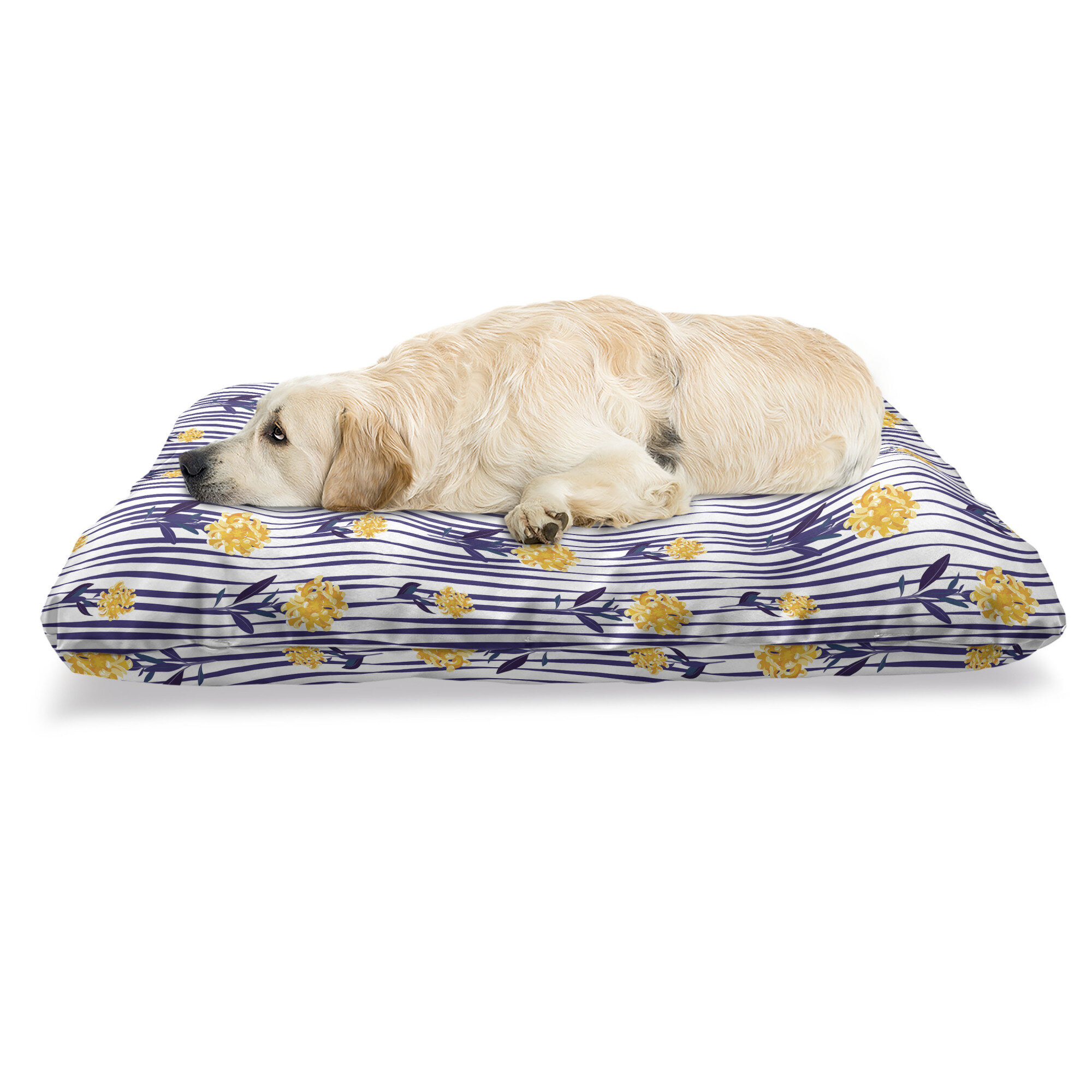 https://assets.wfcdn.com/im/24068659/compr-r85/1446/144645432/ambesonne-floral-pet-bed-spring-season-repeating-pattern-chrysanthemum-flowers-on-striped-background-chew-resistant-pad-for-dogs-and-cats-cushion-with-removable-cover-24-x-39-indigo-earth-yellow.jpg