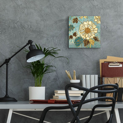  «Sophias Flowers Blue 2» par Wild Apple Portfolio, art mural en verre, 12 po x 12 po