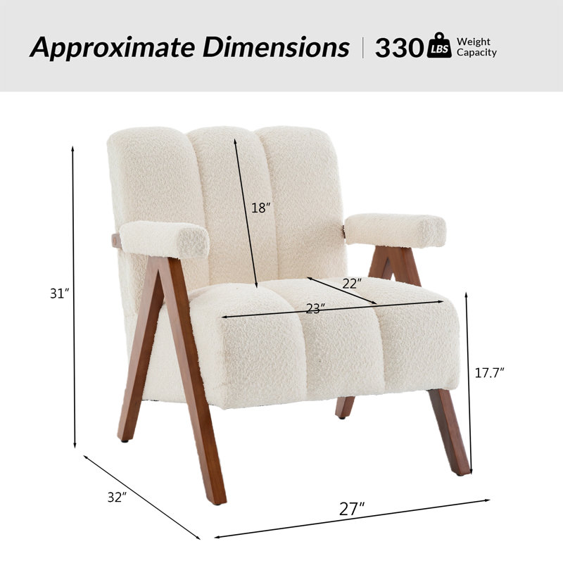 Mid Century Modern Armchair With Channel Tufted(Set Of 2), Beige