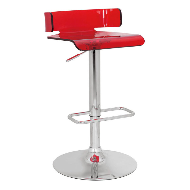 Kail Swivel Adjustable Height Counter Stool with Metal Frame, Red