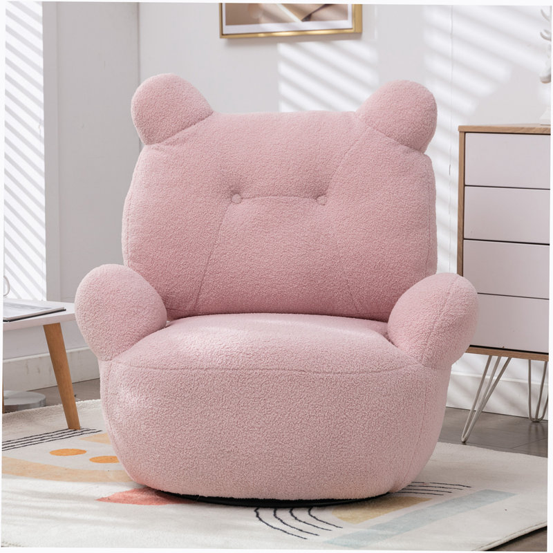Fauteuil demi-tonneau pivotant l 32,3 po Danyar, Velours rose