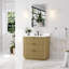 Meuble-lavabo en bois massif l 36 po x H 35 po avec comptoir en quartz blanc résistant aux taches et lavabo