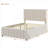 Bedroom use neutral beige linen upholstered full size platform bed with trundle and storage drawers for sleepovers and contemporary styling-341296209