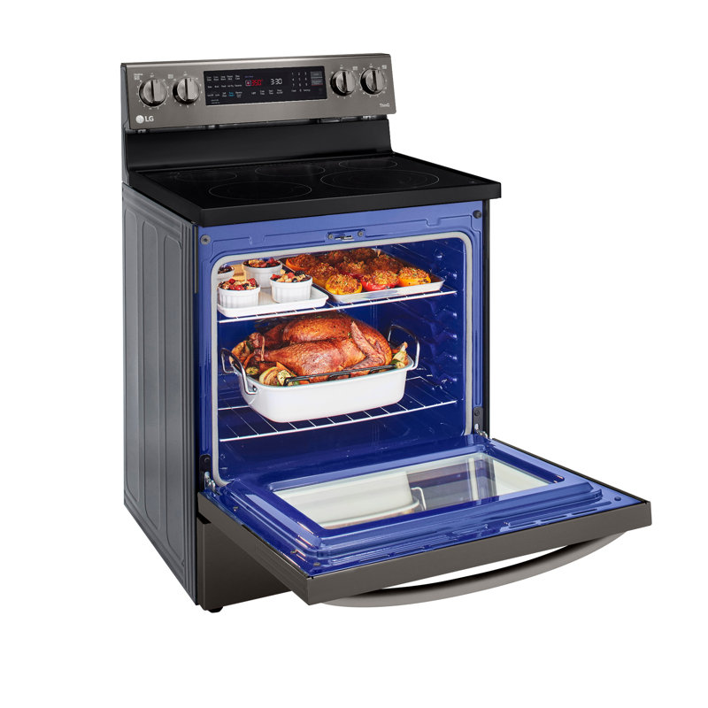 6.3 cu ft. Smart Wi-Fi Enabled True Convection InstaView Electric Range with Air Fry, Black Stainless Steel