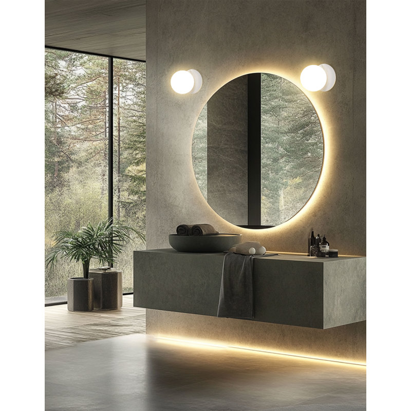 Bronwood Flush Mounted Sconce, White, Alabaster, 6" H x 6" L x 6" W