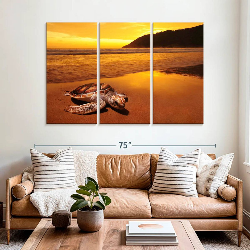Brampt Turtle On Sunset Beach, 42" H x 65" W