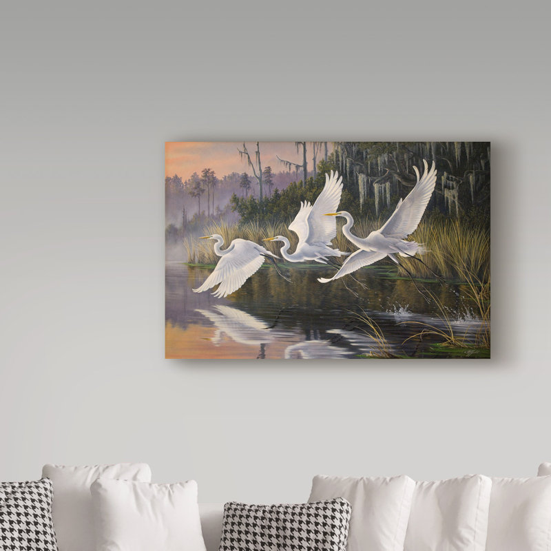 Berrien «Morning laissant des aigrettes», impression sur toile tendue, H 16 po x l 24 po x P 2 po