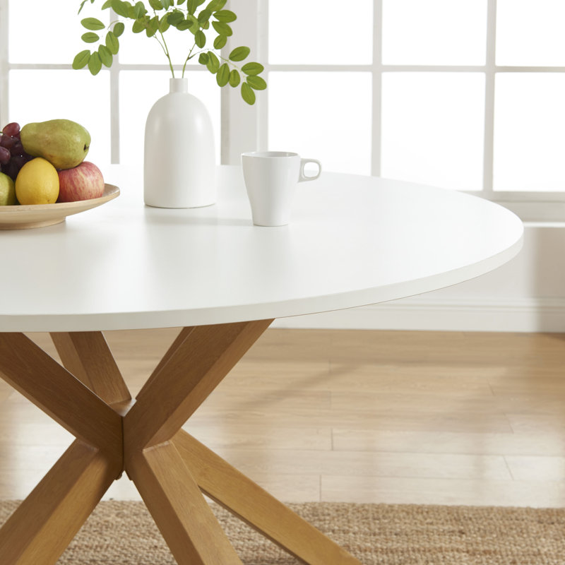 Kazier round dining table with white and oak effect - 47.24 inches