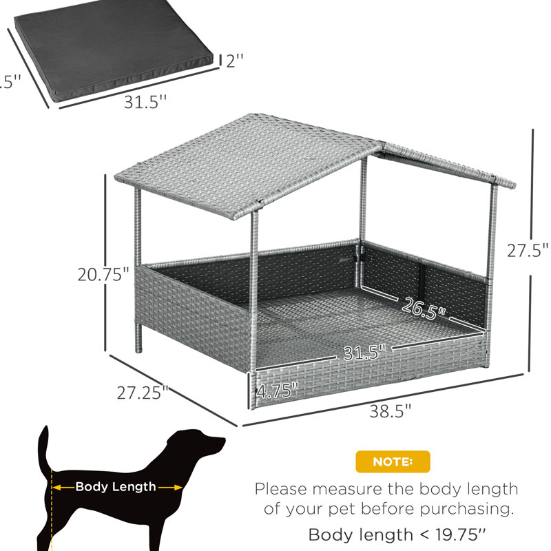 Niche pour chien d'extérieur avec auvent imperméable, coussin confortable pour petits chiens de taille moyenne,