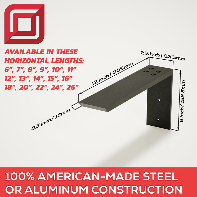 Granite-Compatible Matte Finish Kitchen Countertop Support Bracket 18"