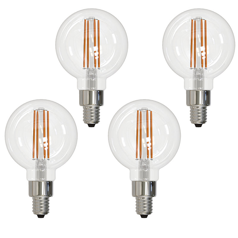 2.5W Clear Filament G16 Candelabra E12 LED Light Bulb Pack of 4
