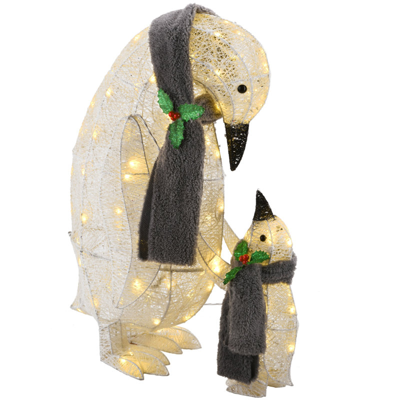 Pingouin de 33 po et 18 po avec lumières DEL blanc chaud
