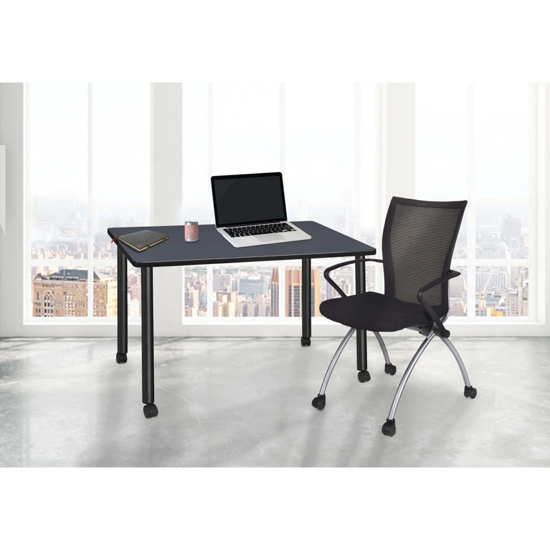 Bureau mobile Regency Kee, H 29 po x l 48 po x P 24 po, Gris / noir