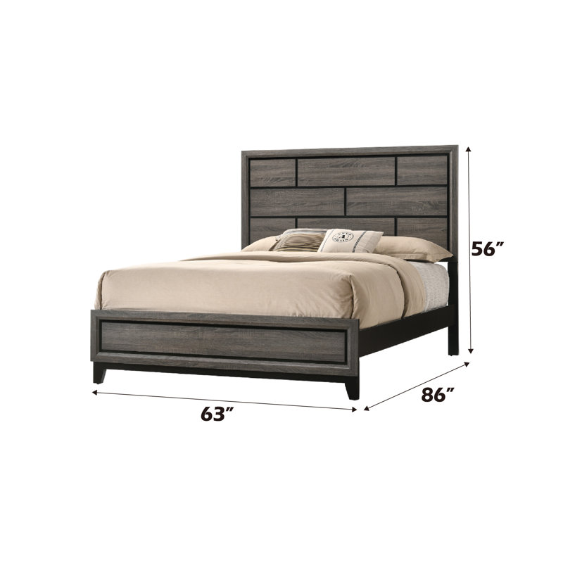 Doron Wooden Standard Bed in Weathered Gray, Queen