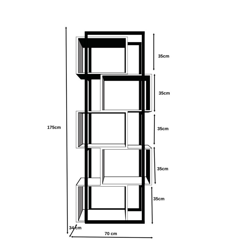 Aliona 70cm W Metal Shelving Unit, Black