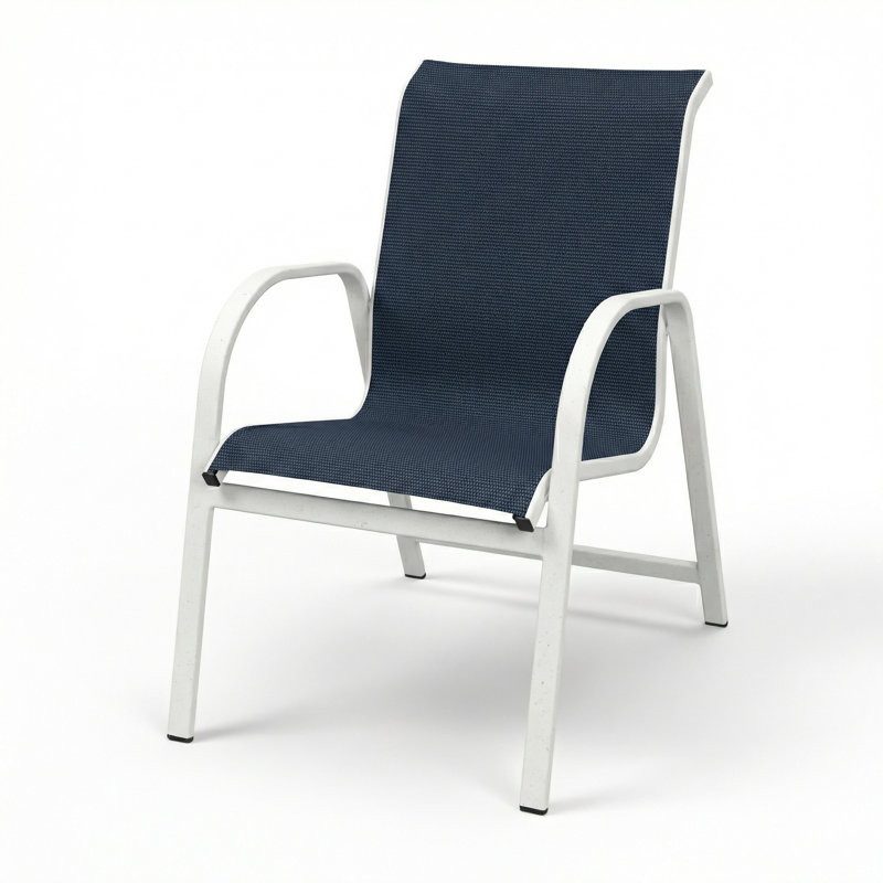 Windward Outdoor Ocean Breeze Arm Chair, Dupioni Sapphire Sling/River White