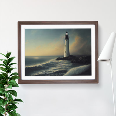 Shimmering Lighthouse Seascape - Framed Print