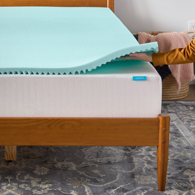 Linenspa 1.5" 7-Zone Cooling Gel and Green Tea Memory Foam Mattress Topper - King, 1.5, King
