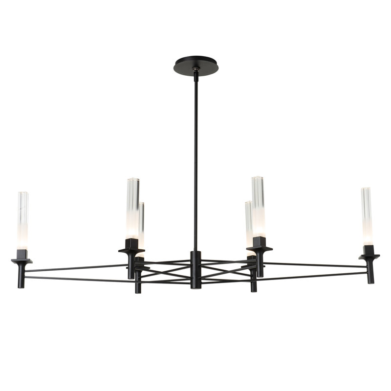 Truss 6-Arm Linear Chandelier, Black