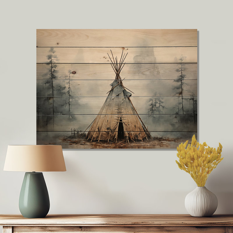 Impression sur bois gris «Native Whispers Of Spirit», H 24 po x l 32 po x P 0,78 po