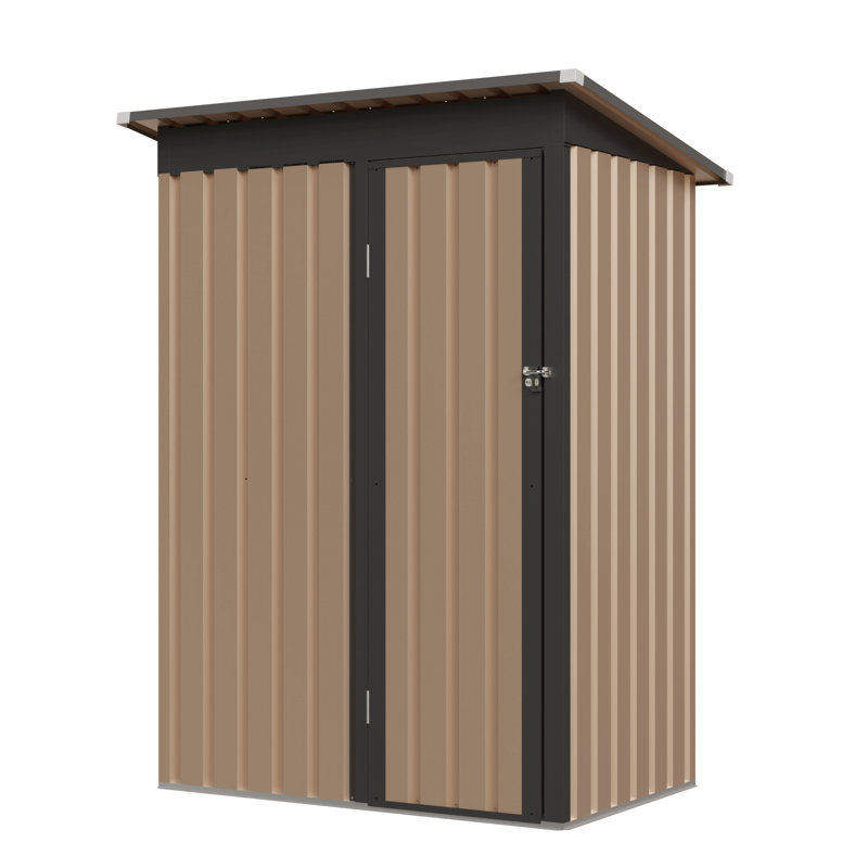 4.27Ft X2.42Ft Metal Garden Shed 5 X 3 Ft Pent Roof With Hinge Door