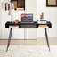 Mid Century Bublava with USB Ports and Power Outlet, Modern Writing Study Bublava with Drawers, Multifunctional Home Office Computer Bublava Black-700488036