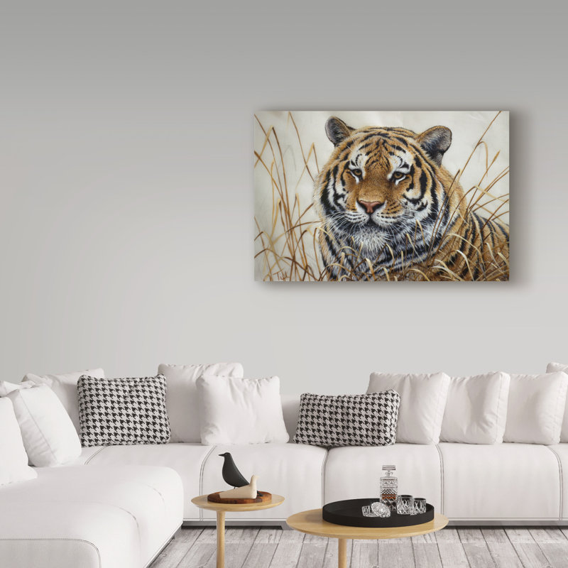 Jeff Tift Tiger Portrait Canvas Art in Natural Modern Frame