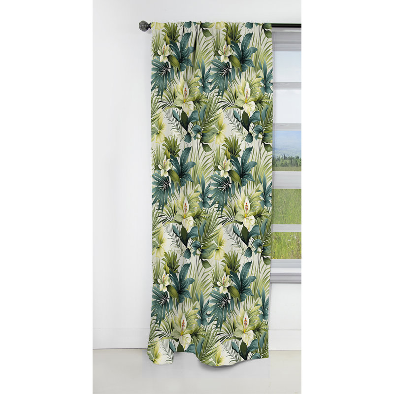 Lignes tropicales motif tropical II - Rideau floral - Rideau occultant floral - 1 panneau, L 52 po x L 84 po