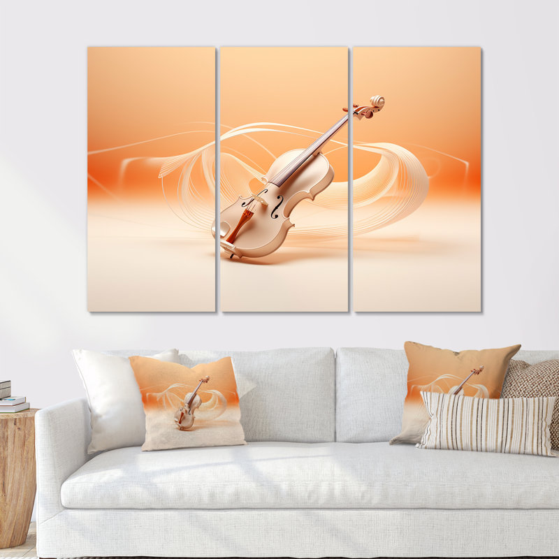 «Vibrant Violin Auburn Elegance II», ensemble de reproductions d'art mural musical, H 28 po x l 36 po