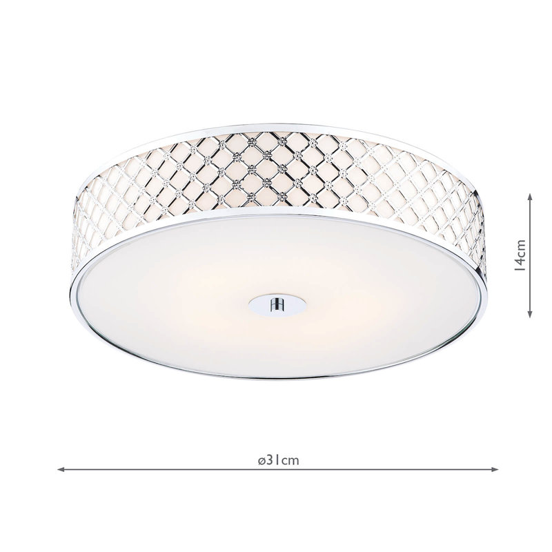 Andrasta Glass Flush Mount, Polished Chrome