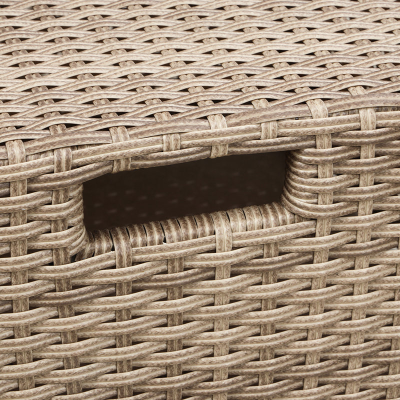 Ensemble de conversation en rotin avec coussins, Gris, 6 pièces: table, canapé, 2 chaises, 2 repose-pie