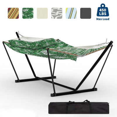Hamac robuste pour 2 personnes avec support Capacité de 450 lb avec hamac pour l'extérieur avec coussin et sac de transport