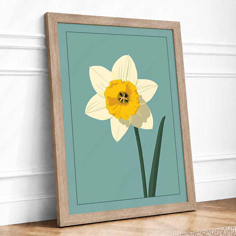 Golden Daffodil Botanical - Framed Print, Oak, A4 - 29.7 x 21.0 cm