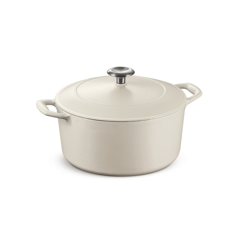 Tramontina Bestow Enameled Cast Iron Round Gourmet Dutch Oven, Matte White, 5.5 qt