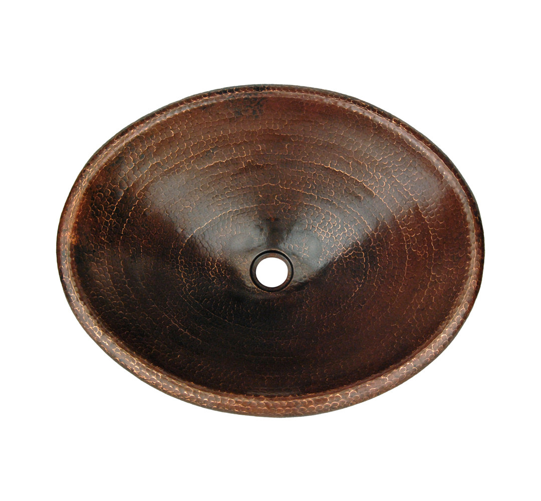 20" Master Bath Oval Self Rimming Hammered Copper Bathroom Sink Premier Copper Products