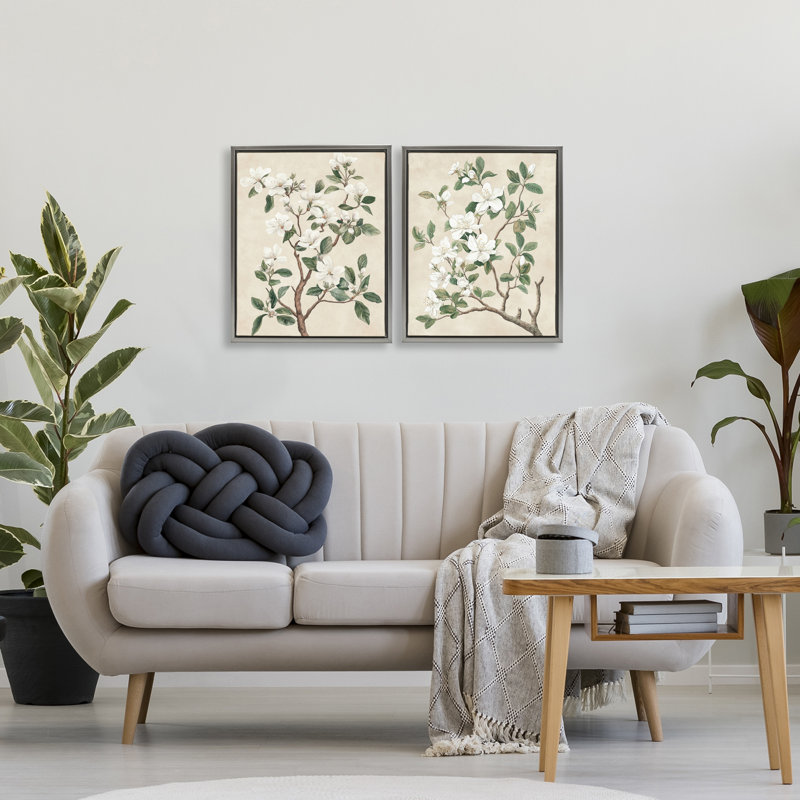 Ensemble de 2 cadres flottants Vintage Floral Blossomed Trees, par Petal Prints Design, H 21 po x l 17 po