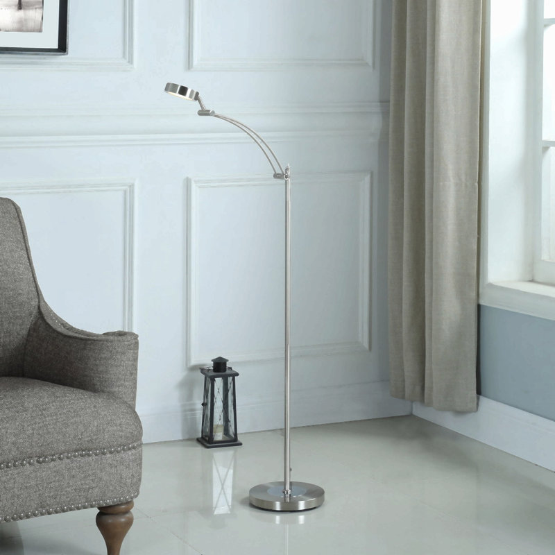 White Metal with Side Table LED Floor Lamp