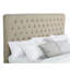 Très grand lit tapissier en avoine, tête de lit classique, conception ouverte, tête de lit en contreplaqué et structure en pin pour un look sophistiqué, disposition dans la chambre à coucher, nécessite un sommier