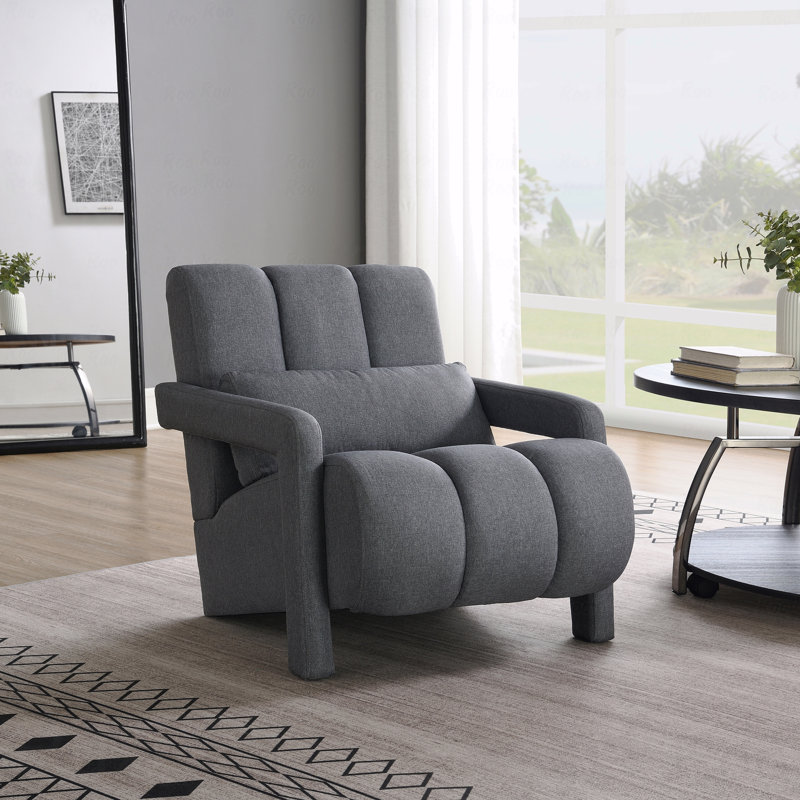 Chaise d'appoint moderne rembourrée, tissu en lin confortable avec coussin