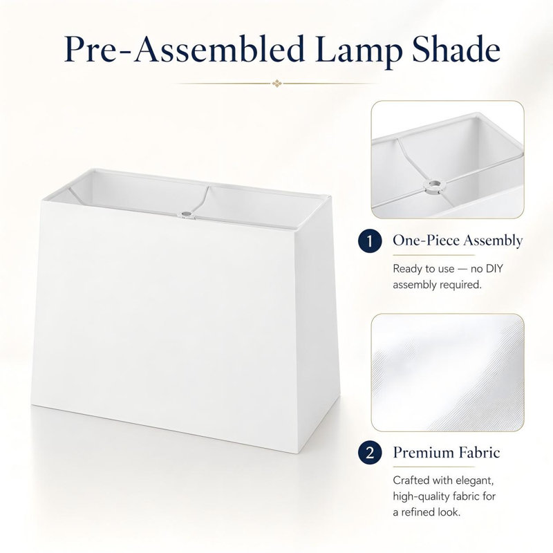 Oatmeal Rectangle Lampshade, 10" H x 14" W x 7" D, White