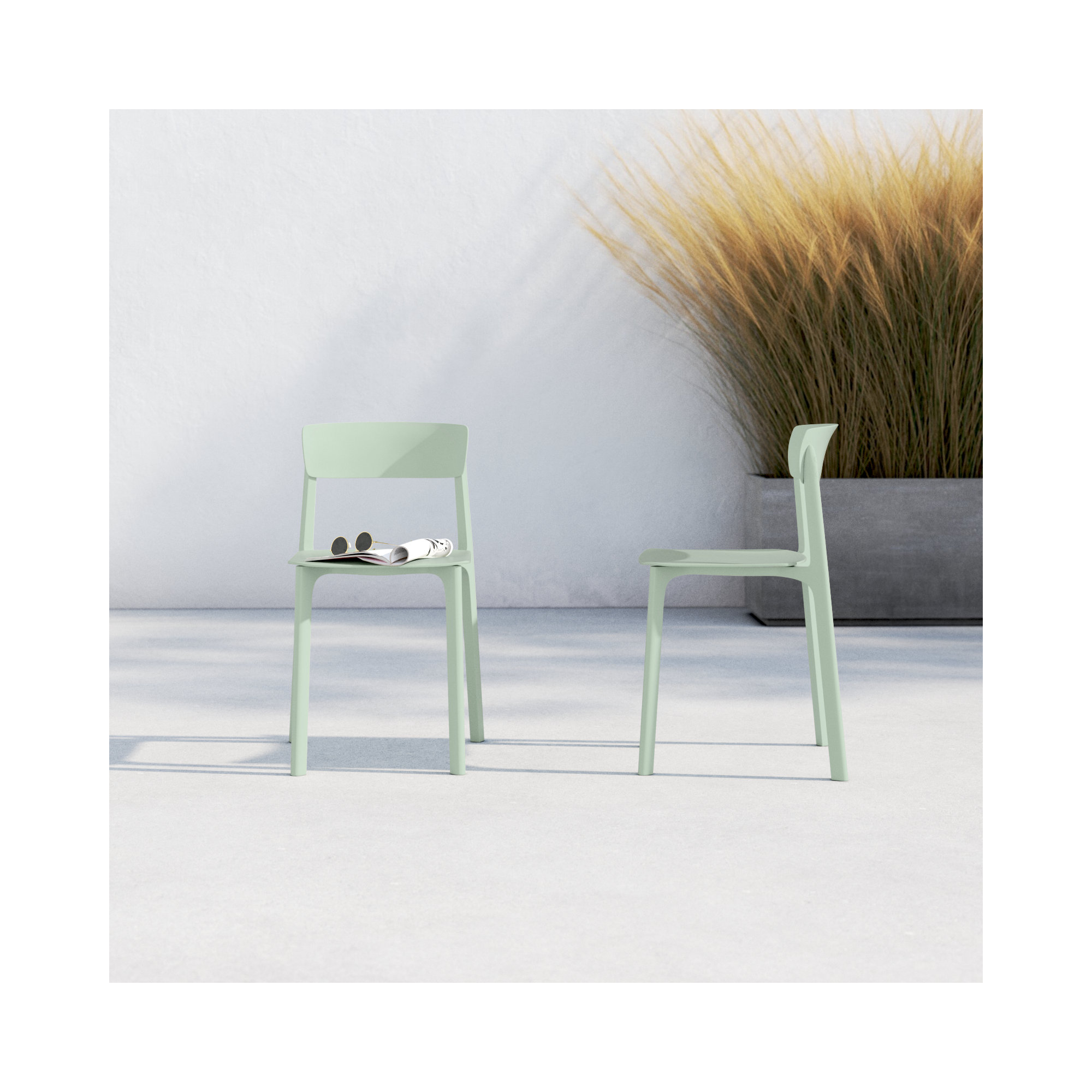 Vowa Stacking Patio Dining Side Chair, Mint
